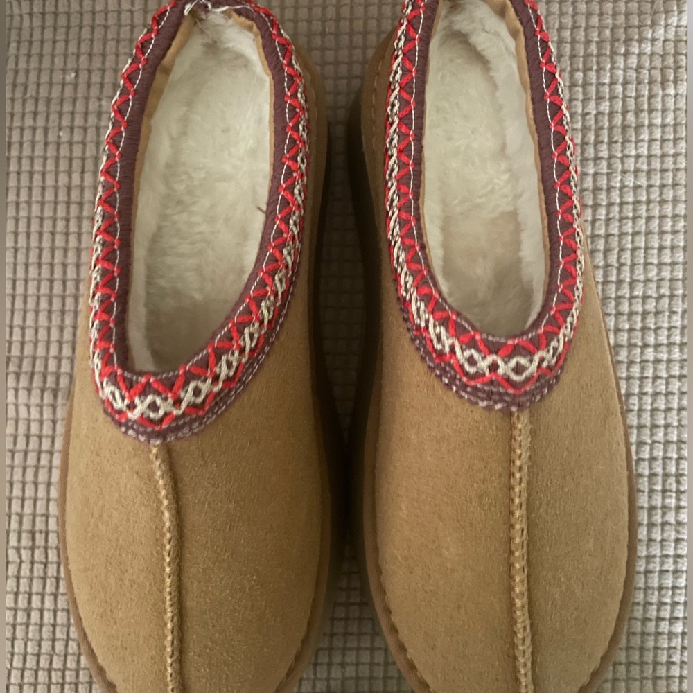 Women's Tan Suede Slip-On Fleece-Lined Slippers